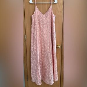 MUSTARD SEED NWT Coral V-Neck Spaghetti Strap Floral Embroidered Maxi Dress S